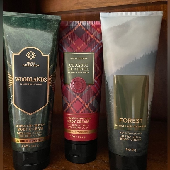 🌟HP🌟 LOT OF MEN COLLECTION Bath & Body Works Creams Flannel Forest Woodsy